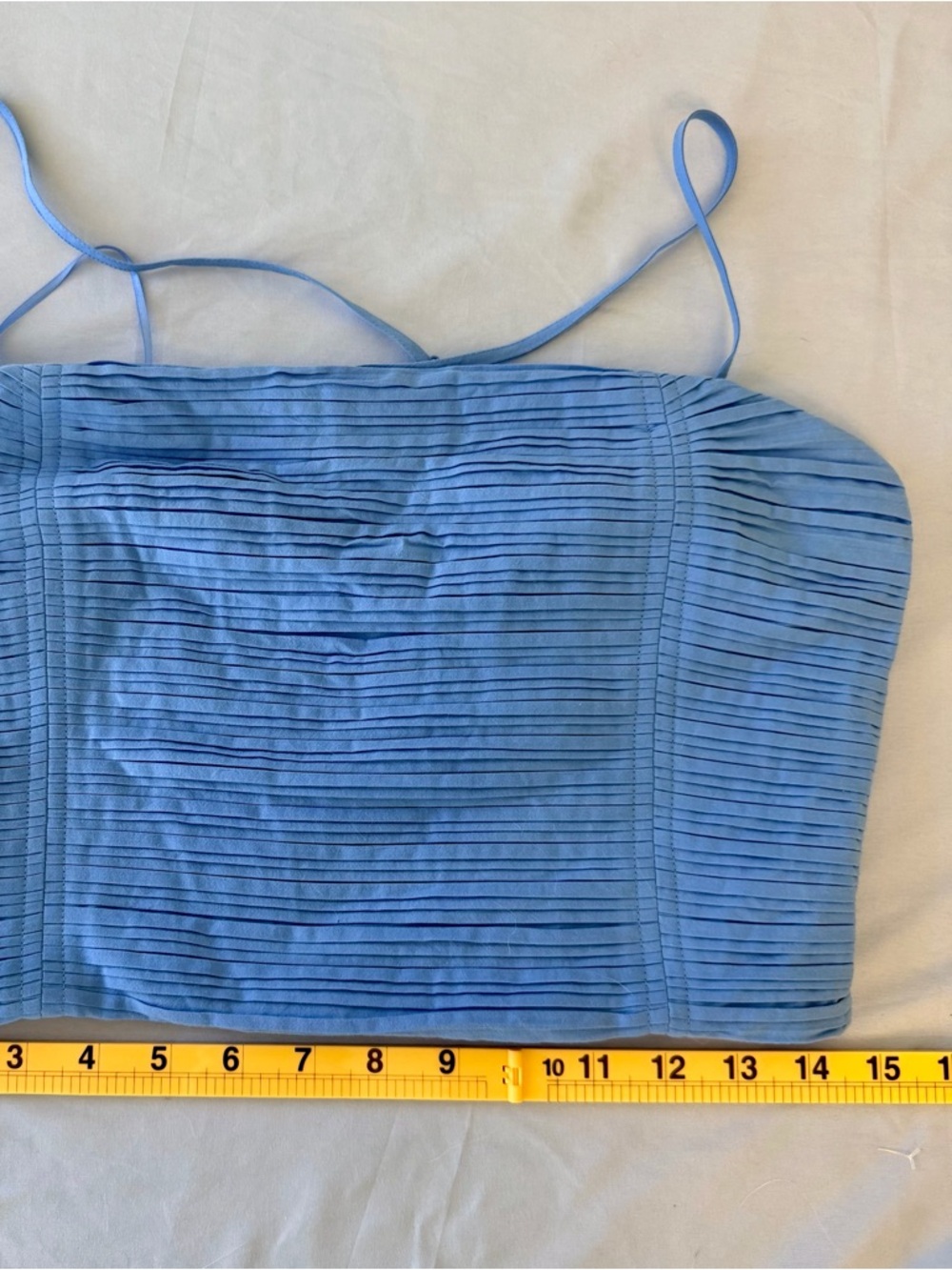 Madewell Blue Pleated Crop Top NWOT  Coastal Cowgirl Size 6 - Picture 8 of 10